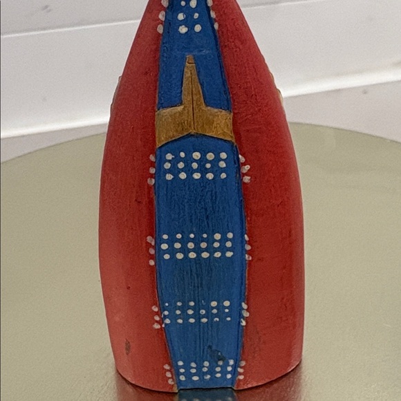 Vintage Wooden Folk Art Saint Figurine Hand Painted Scandinavian Style - Picture 3 of 5